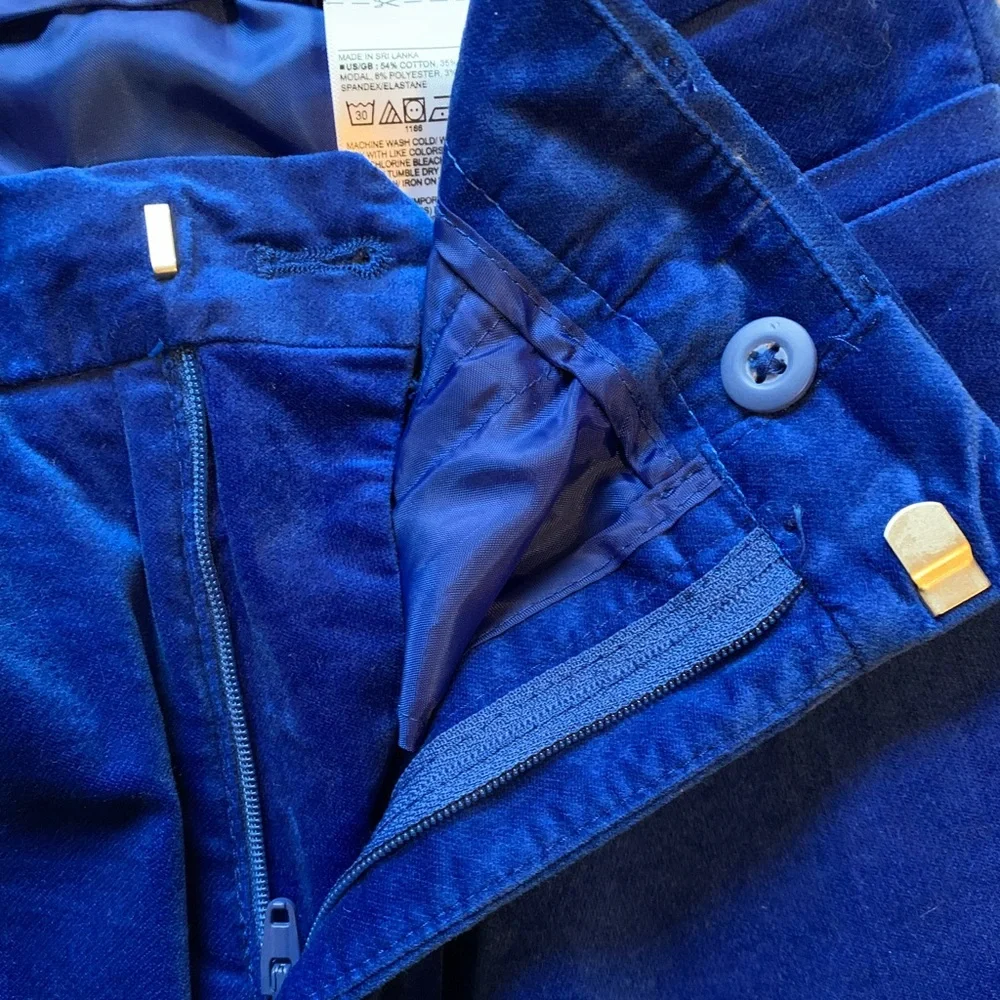 Beautiful rich blue velvet skinny pant - Picture 2 of 5